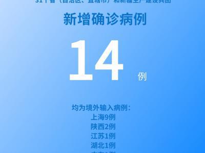 國(guó)家衛(wèi)健委：5月18日新增新冠肺炎確診病例14例均為境外輸入病例