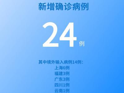 國家衛健委：6月1日新增新冠肺炎確診病例24例其中本土病例10例