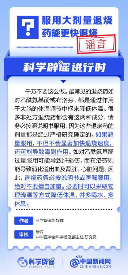 服用大劑量退燒藥能更快退燒嗎？