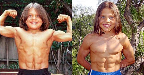 小巨人8歲臥推95公斤！每天600個俯臥撐，300次深蹲