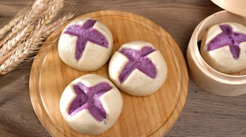 紫薯花開(kāi)饅頭的做法-甜味蒸菜譜