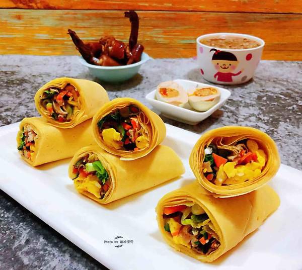 雞蛋時蔬煎餅卷的做法-咸鮮味炒菜譜