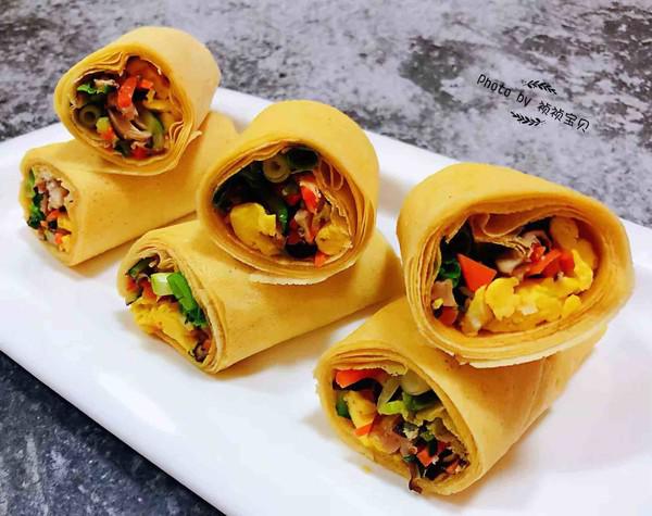 雞蛋時蔬煎餅卷的做法-咸鮮味炒菜譜