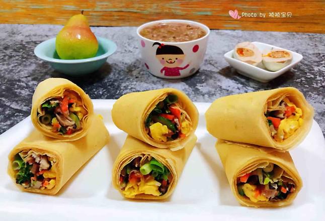 雞蛋時蔬煎餅卷的做法-咸鮮味炒菜譜