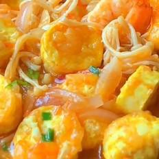 蝦仁豆腐煲的做法-咸鮮味燉菜譜