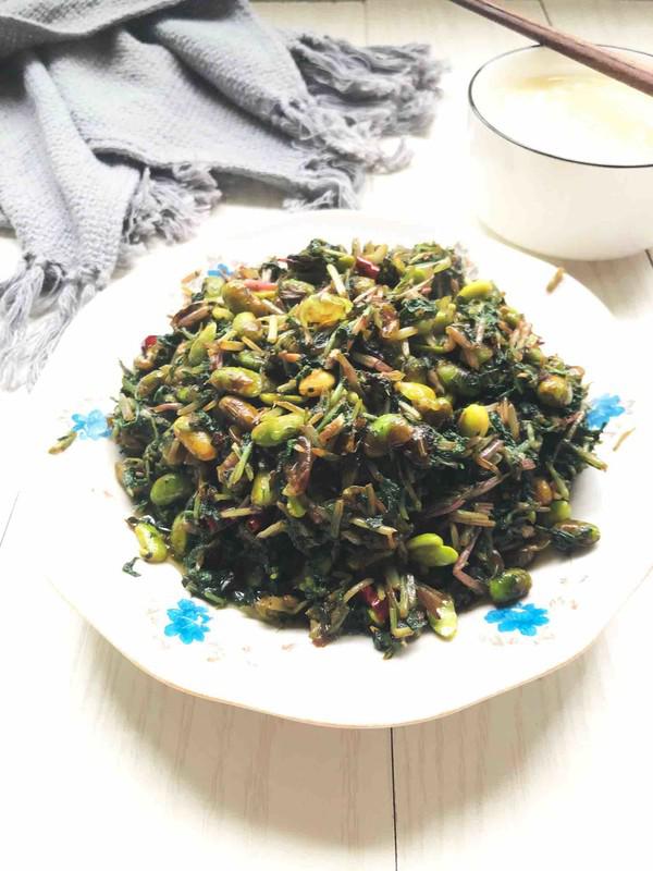 蘿卜纓子炒毛豆的做法-家常味炒菜譜