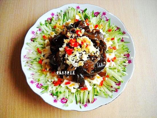 黃瓜木耳拌豆花的做法-酸辣味拌菜譜