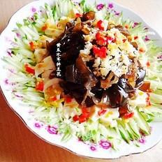 黃瓜木耳拌豆花的做法-酸辣味拌菜譜