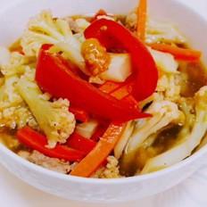 西紅柿燜菜花的做法-家常味燜菜譜