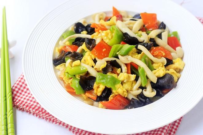 白玉菇木耳炒雞蛋的做法-咸鮮味炒菜譜