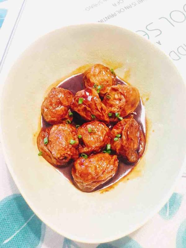 紅燒油面筋塞肉的做法-家常味燒菜譜