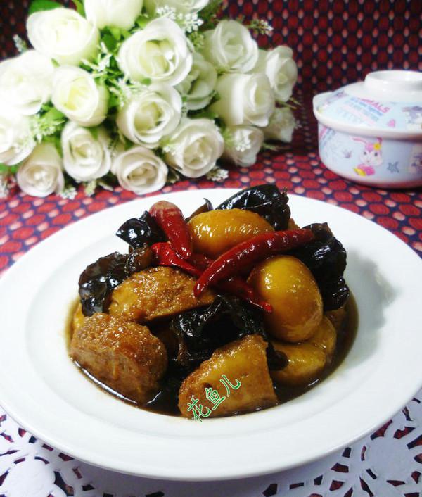 黑木耳栗子燒小素雞的做法-家常味燒菜譜