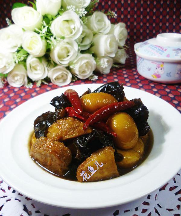黑木耳栗子燒小素雞的做法-家常味燒菜譜