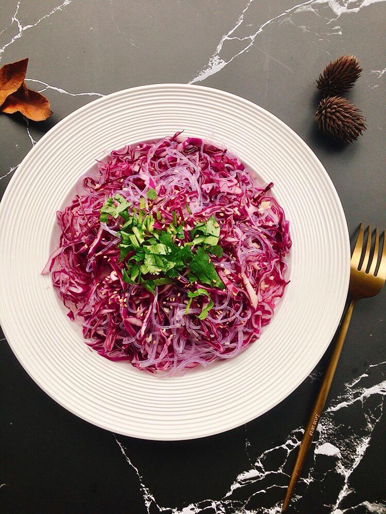紫甘藍拌粉絲的做法-家常味拌菜譜