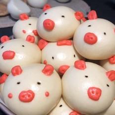 胖嘟嘟的小豬奶黃包的做法-甜味蒸菜譜