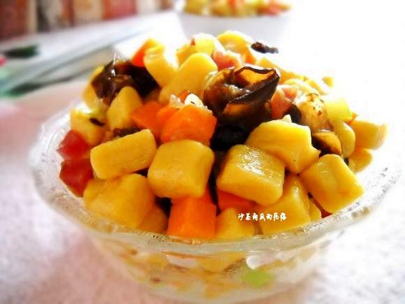 沙茶南瓜面棋的做法-家常味炒菜譜