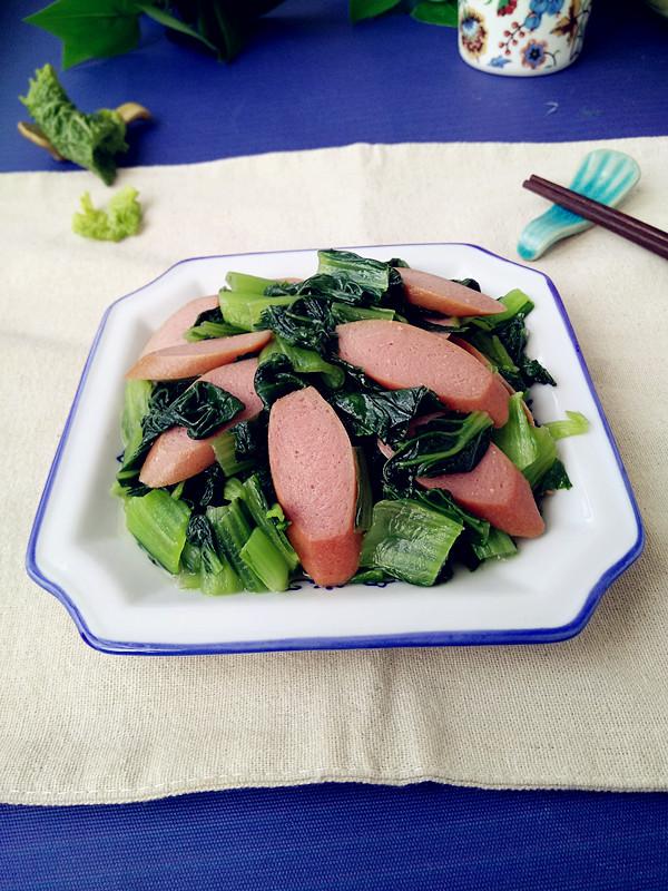 碧綠小白菜炒肉腸的做法-咸鮮味炒菜譜