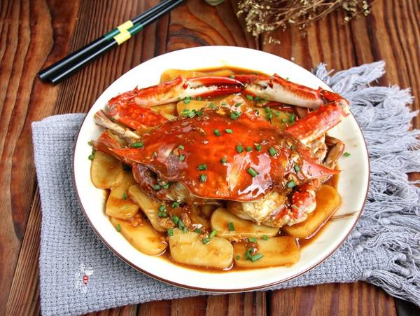 梭子蟹炒年糕的做法-咸鮮味炒菜譜