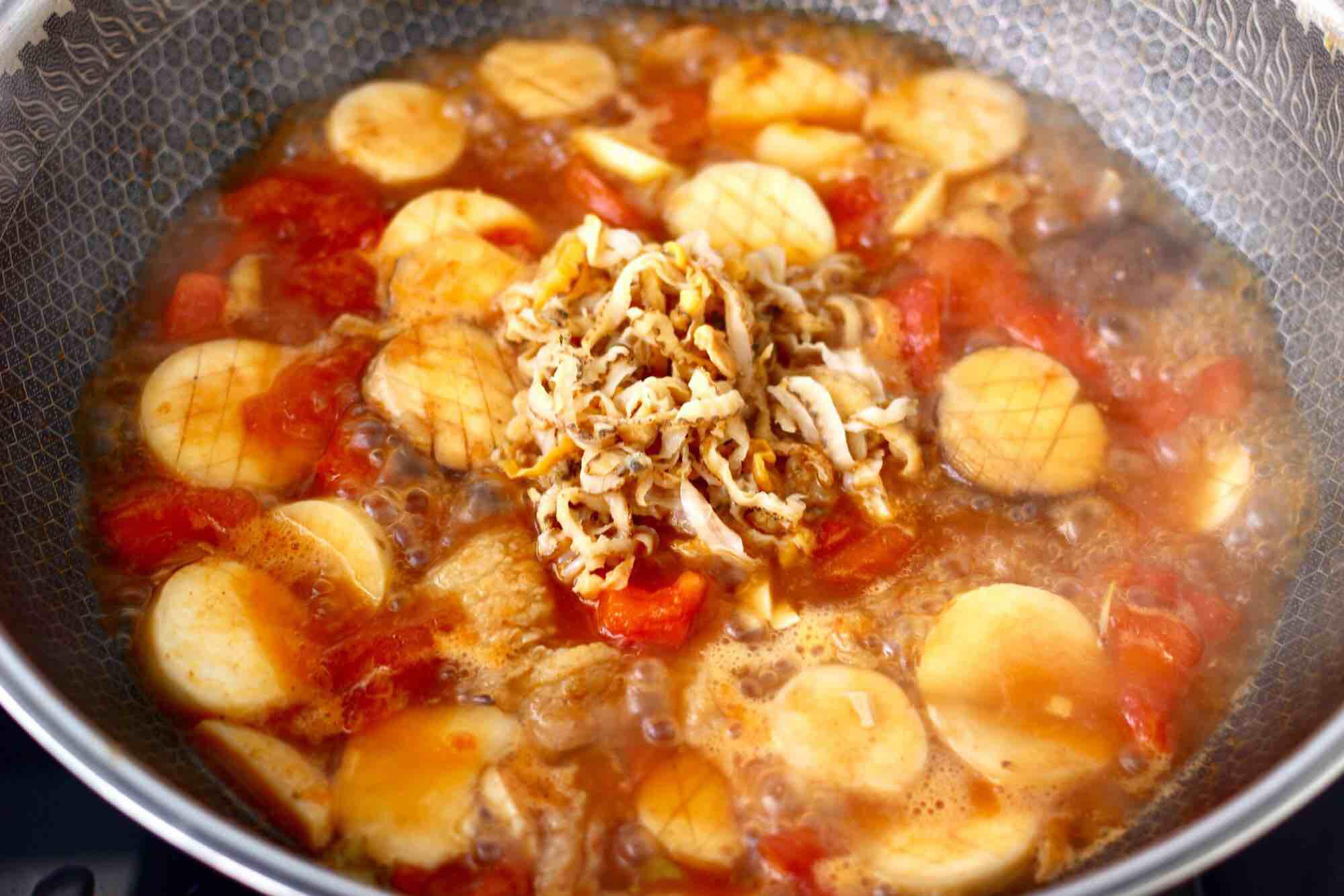 杏鮑菇扇貝花肉煲的做法-家常味燉菜譜