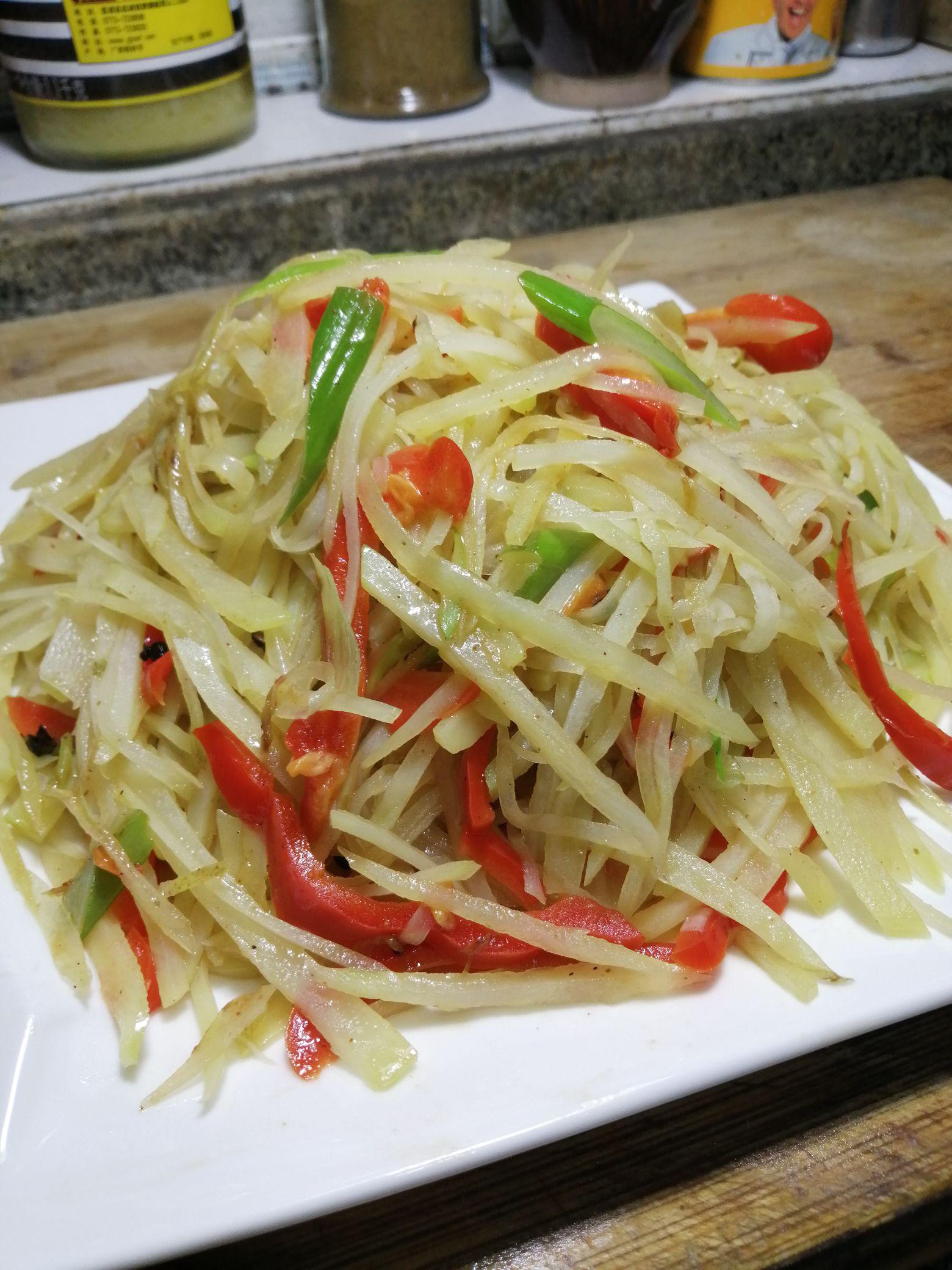 低卡酸辣土豆絲的做法-酸辣味炒菜譜