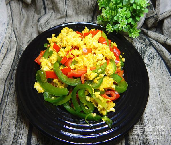 青紅椒炒雞蛋的做法-咸鮮味炒菜譜