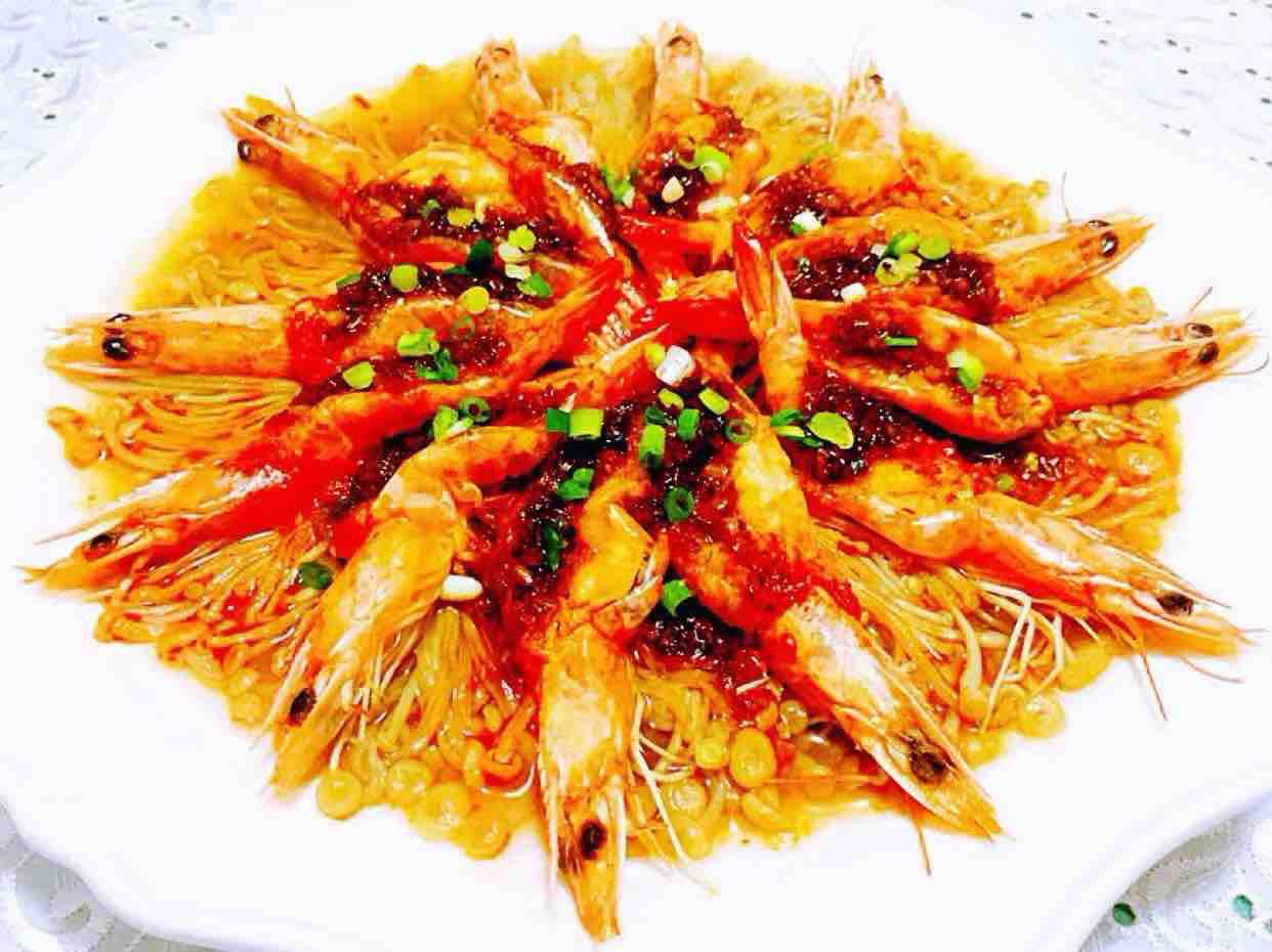 蒜蓉海蝦蒸金針菇的做法-家常味蒸菜譜-易網健康養生網 蒜蓉海蝦蒸金針菇的做法-家常味蒸菜譜