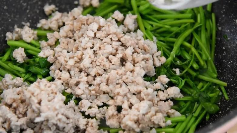 肉末空心菜 空心菜 家常菜 快手菜的做法-家常味炒菜譜