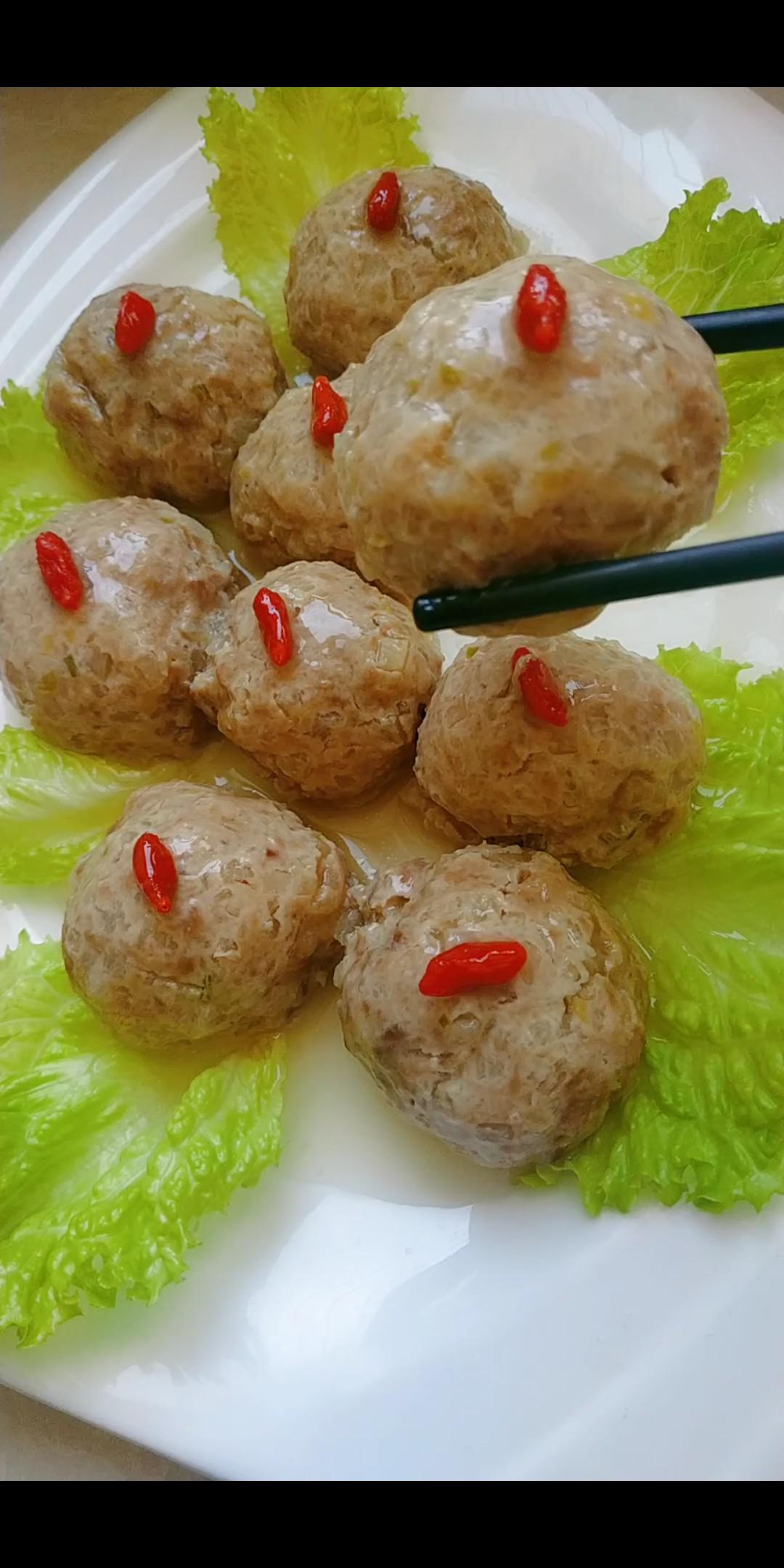 涼薯獅子頭的做法-咸鮮味蒸菜譜