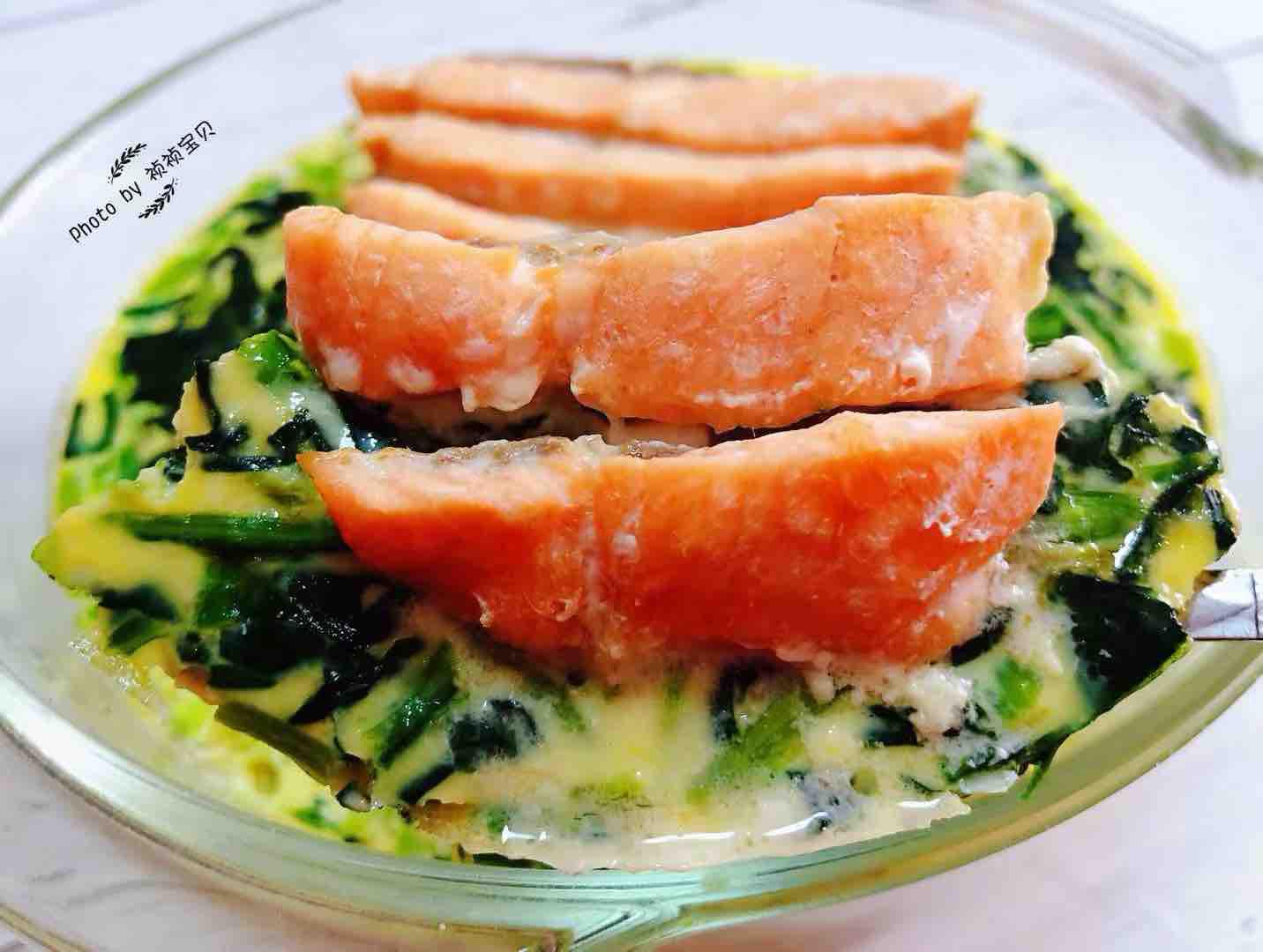 三文魚菠菜蒸蛋羹的做法-家常味蒸菜譜