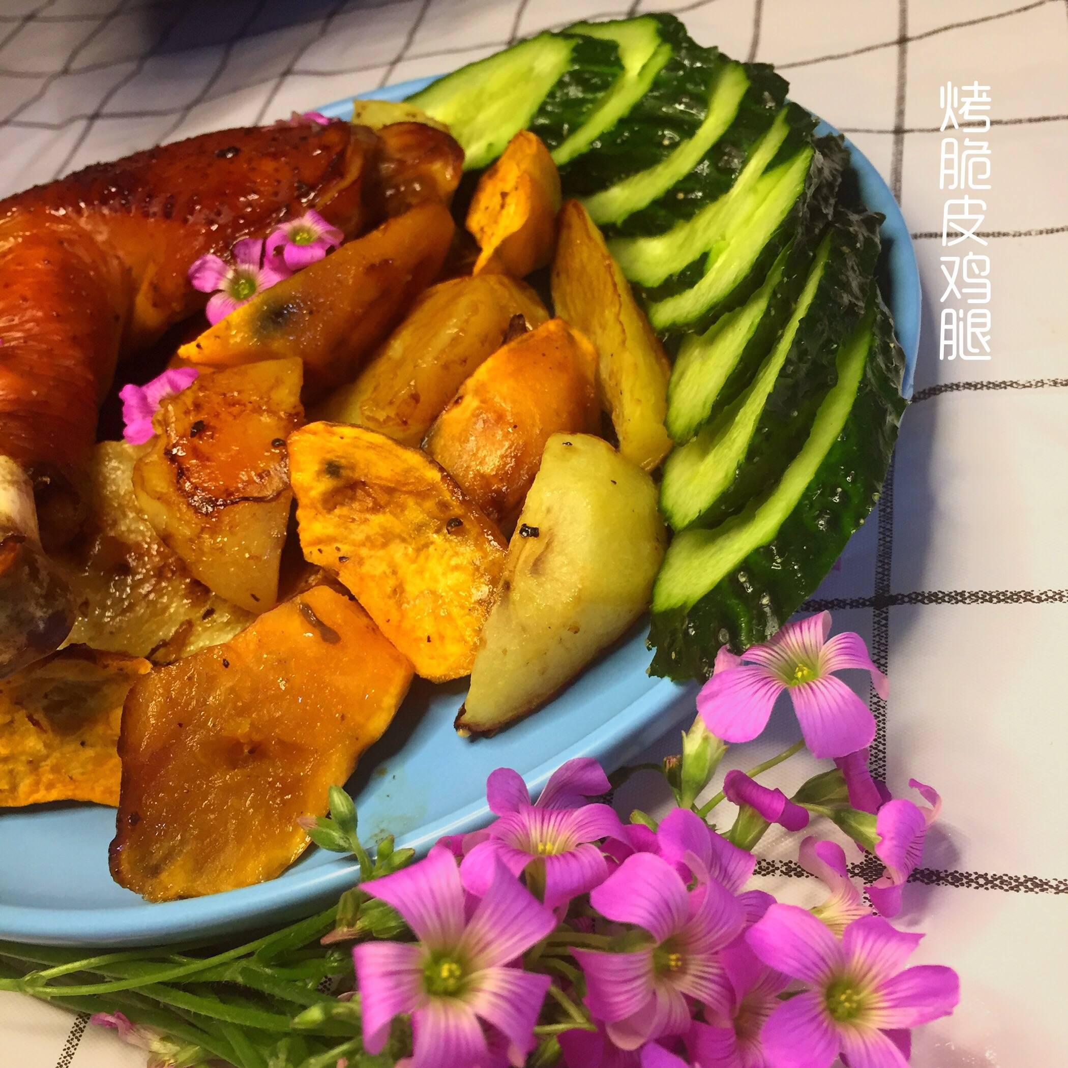 快手烤箱菜集合之烤脆皮雞腿（含薯塊）的做法-家常味烤菜譜