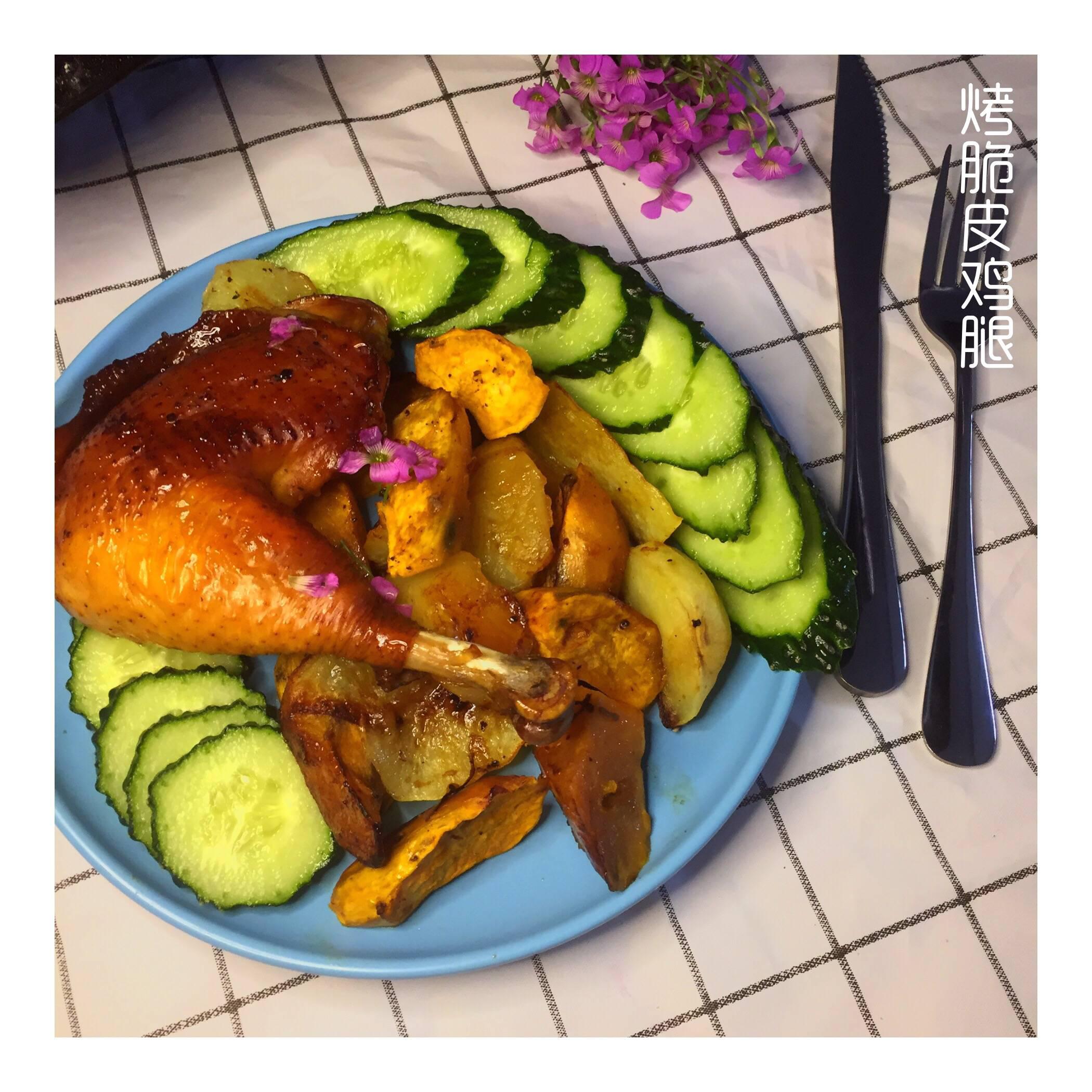 快手烤箱菜集合之烤脆皮雞腿（含薯塊）的做法-家常味烤菜譜