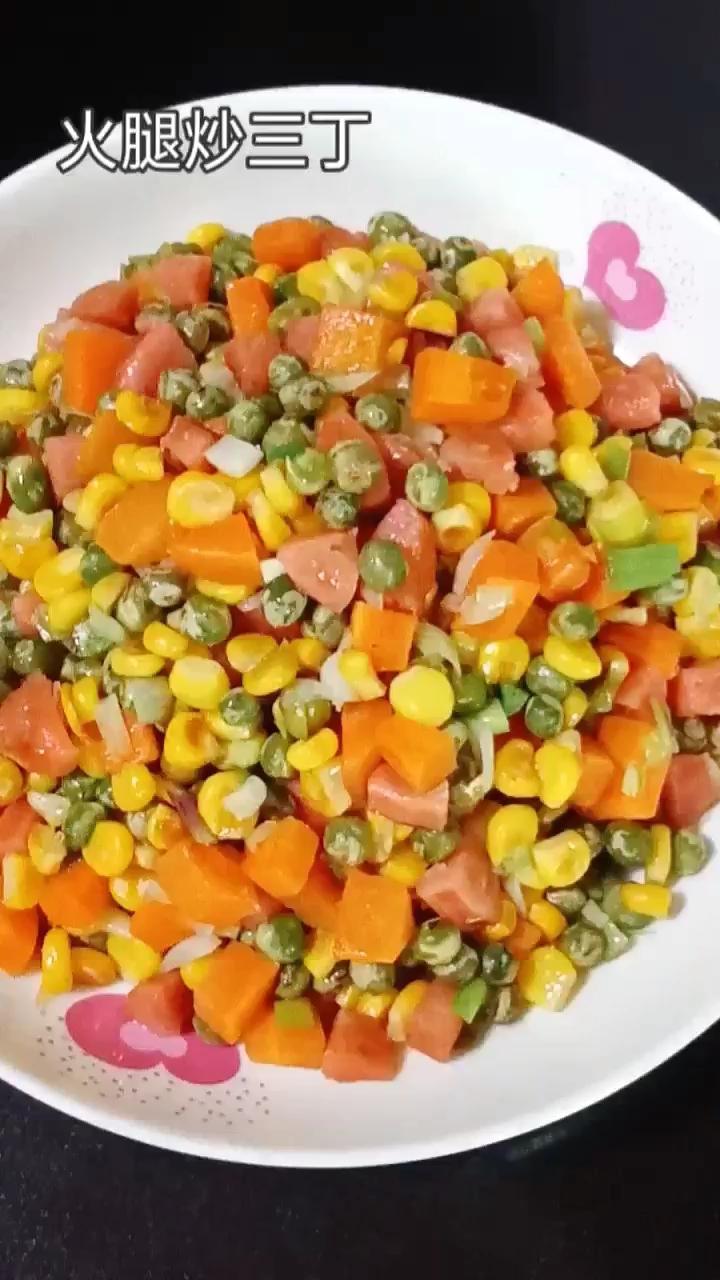 火腿炒三丁的做法-家常味炒菜譜