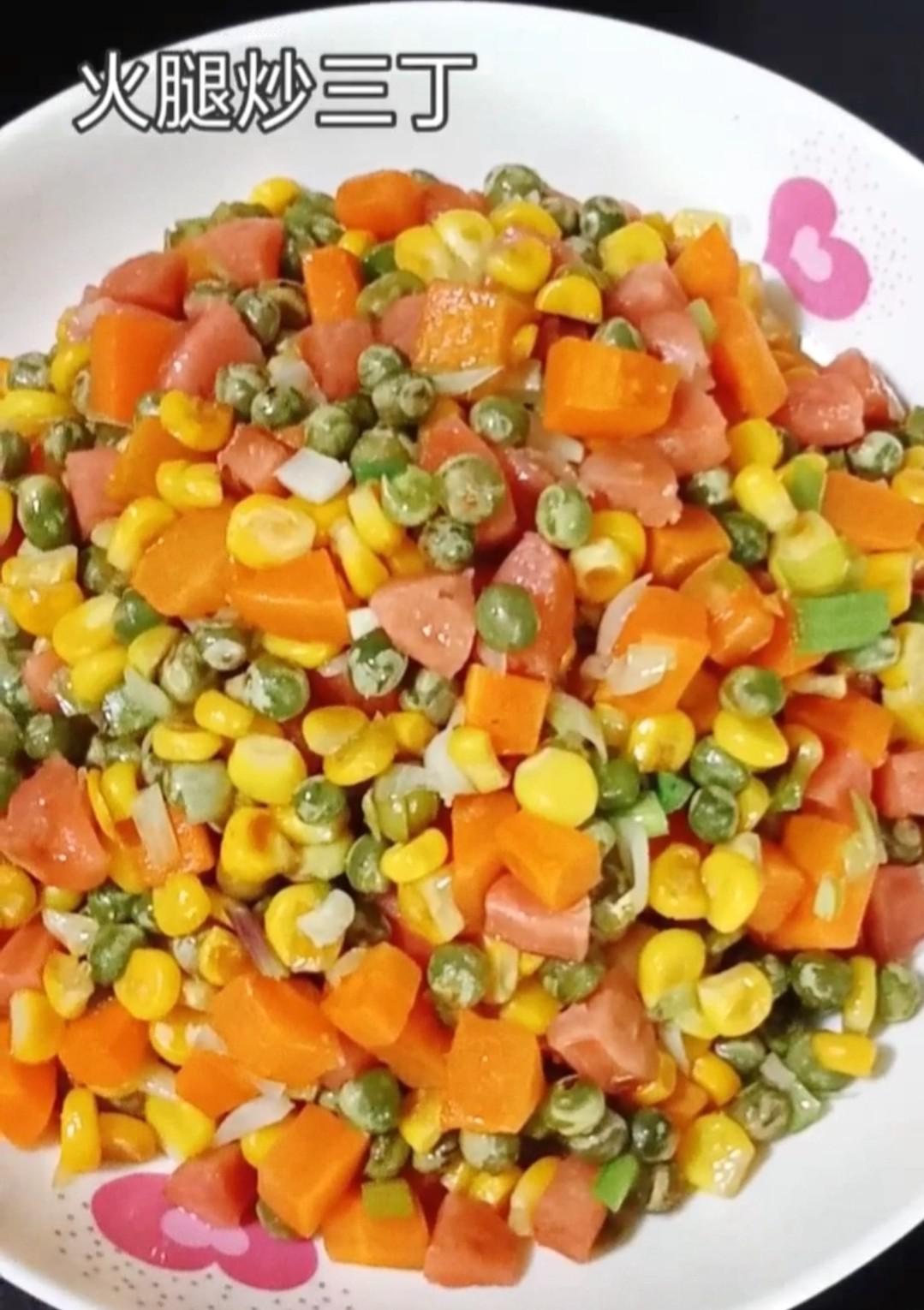 火腿炒三丁的做法-家常味炒菜譜