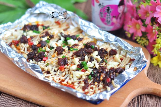 香菇醬烤金針菇的做法-家常味烤菜譜