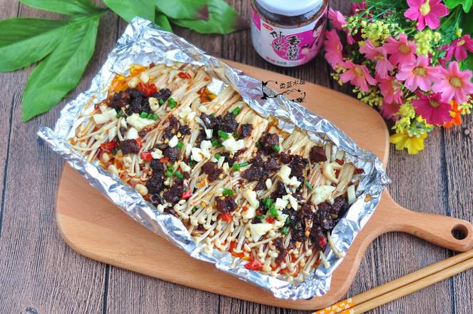 香菇醬烤金針菇的做法-家常味烤菜譜