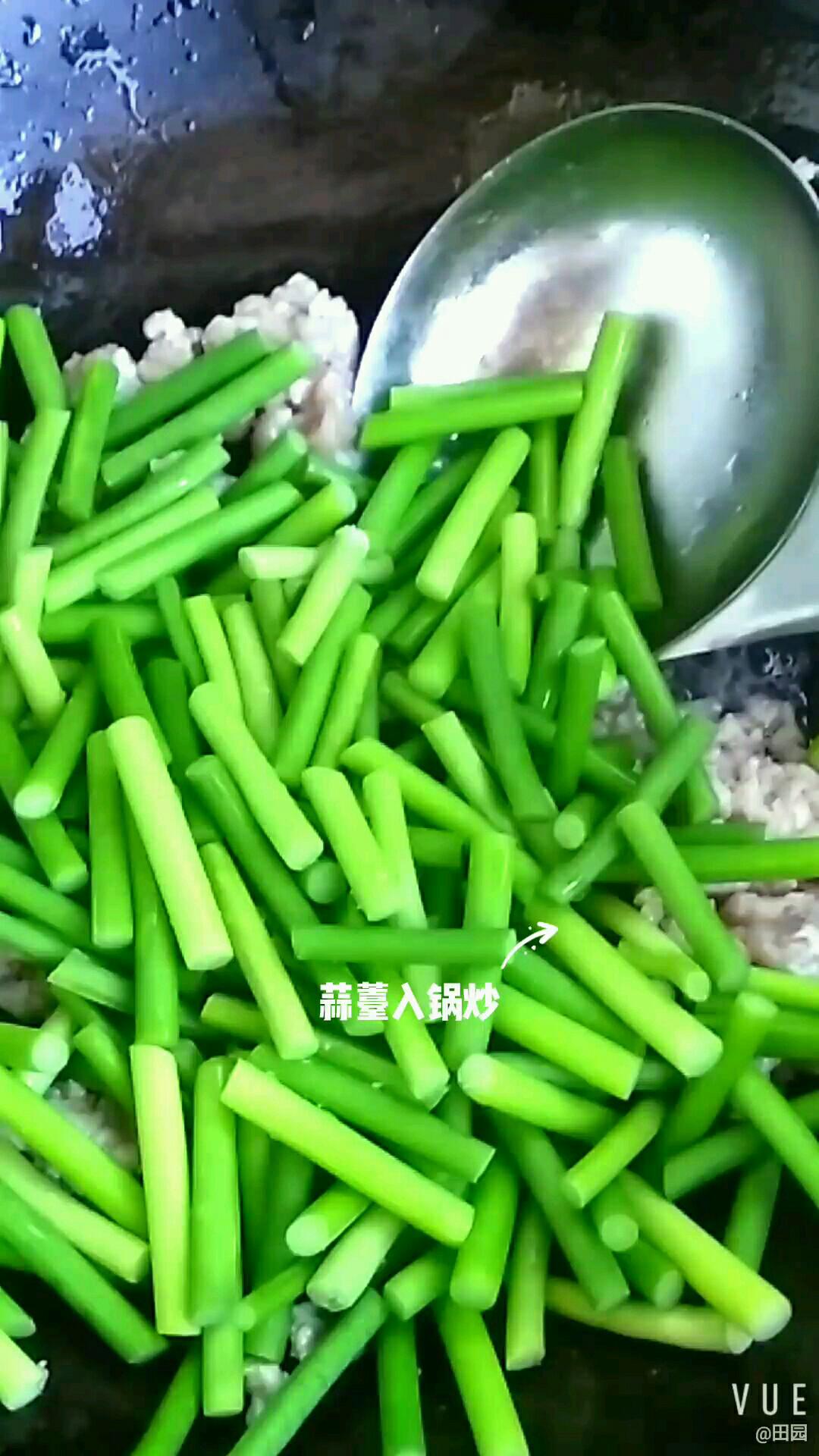 豬肉餡炒蒜薹的做法-咸鮮味炒菜譜