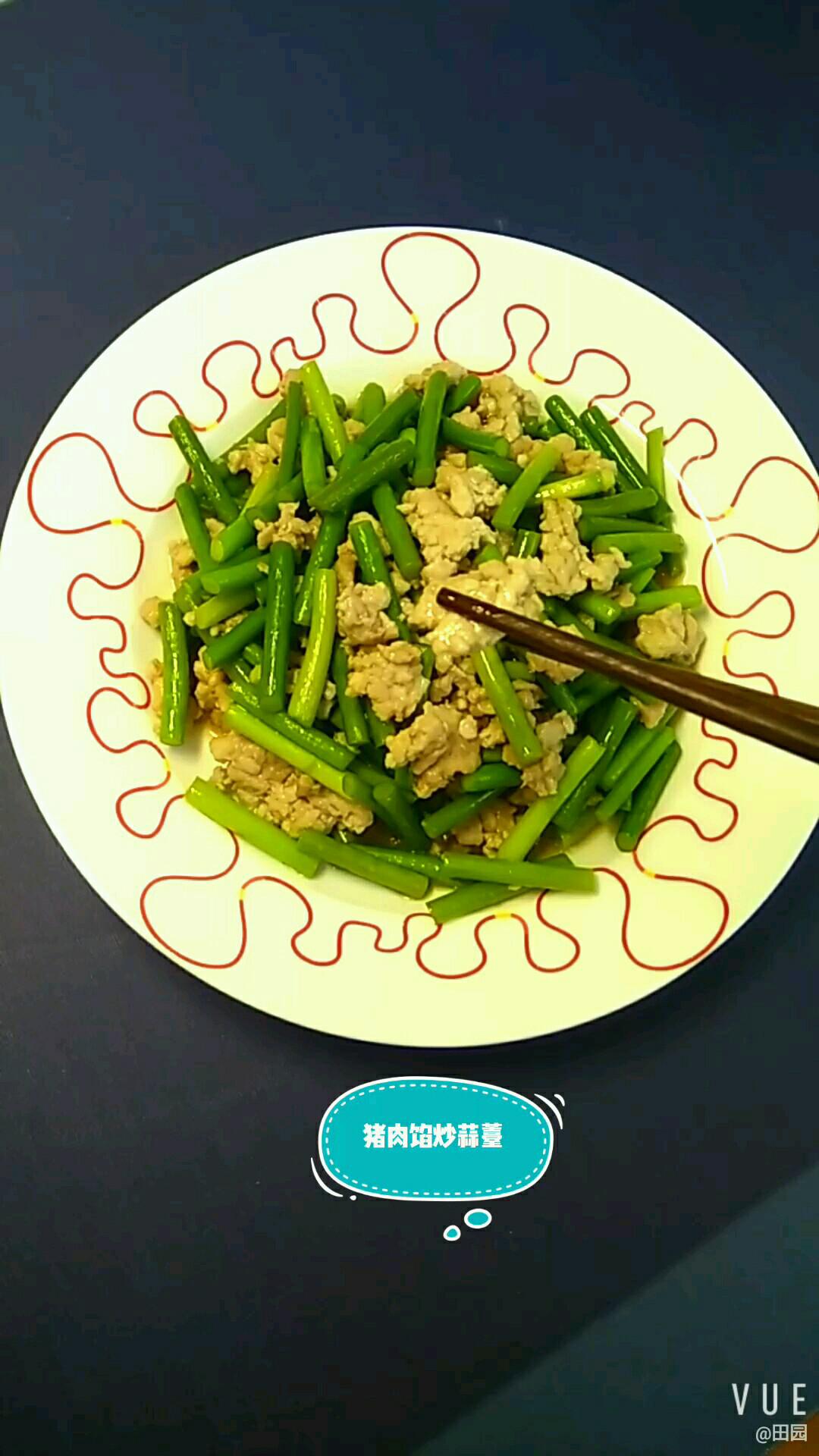 豬肉餡炒蒜薹的做法-咸鮮味炒菜譜