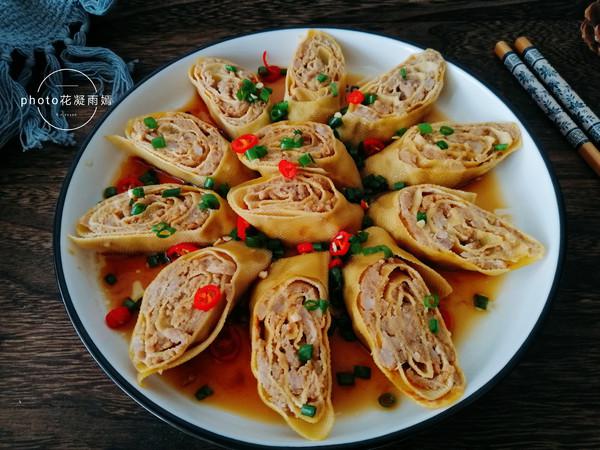 豆腐皮豬肉卷的做法-家常味蒸菜譜