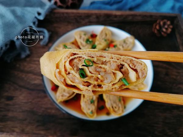 豆腐皮豬肉卷的做法-家常味蒸菜譜