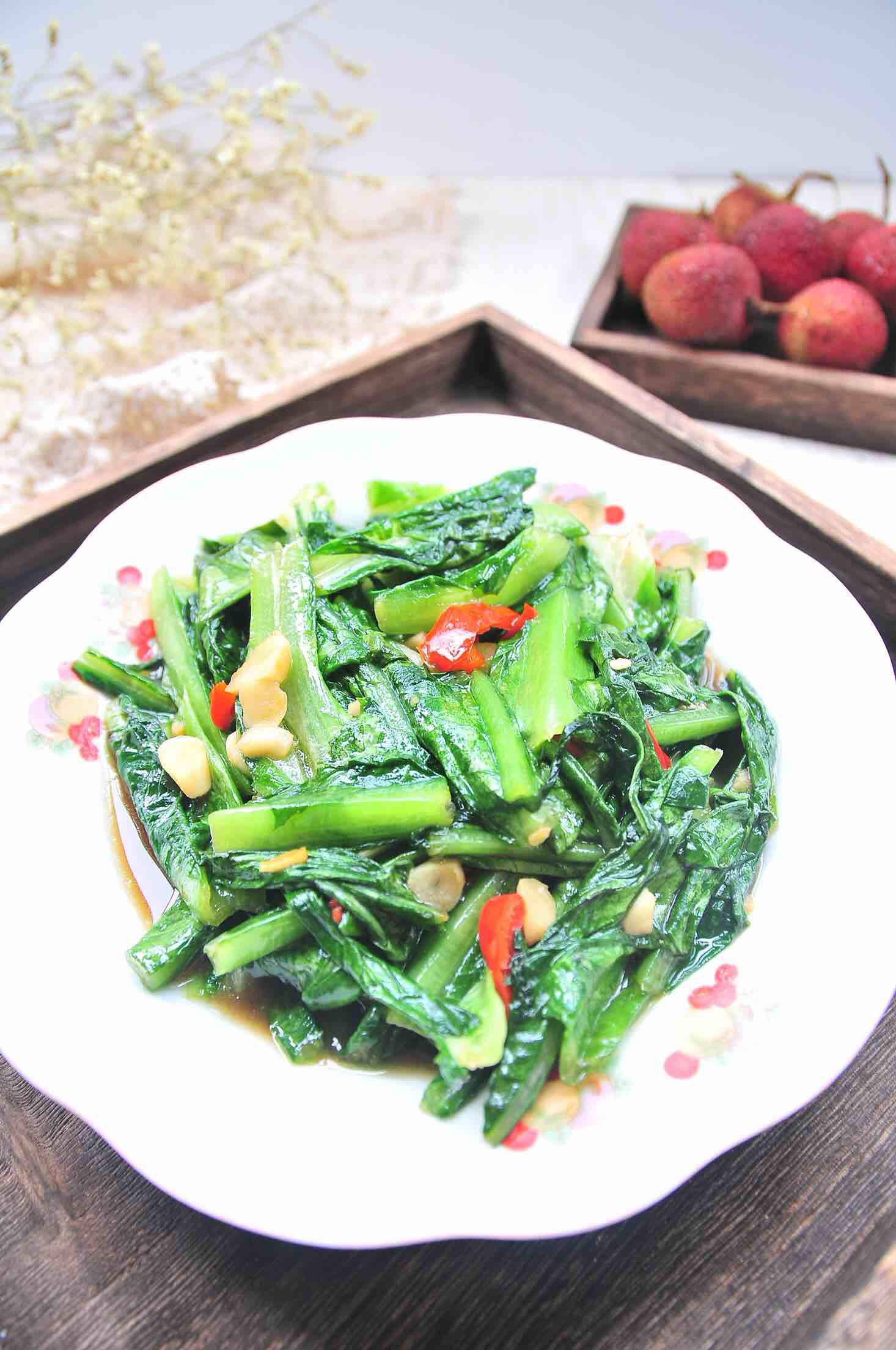 清炒油麥菜的做法-家常味炒菜譜