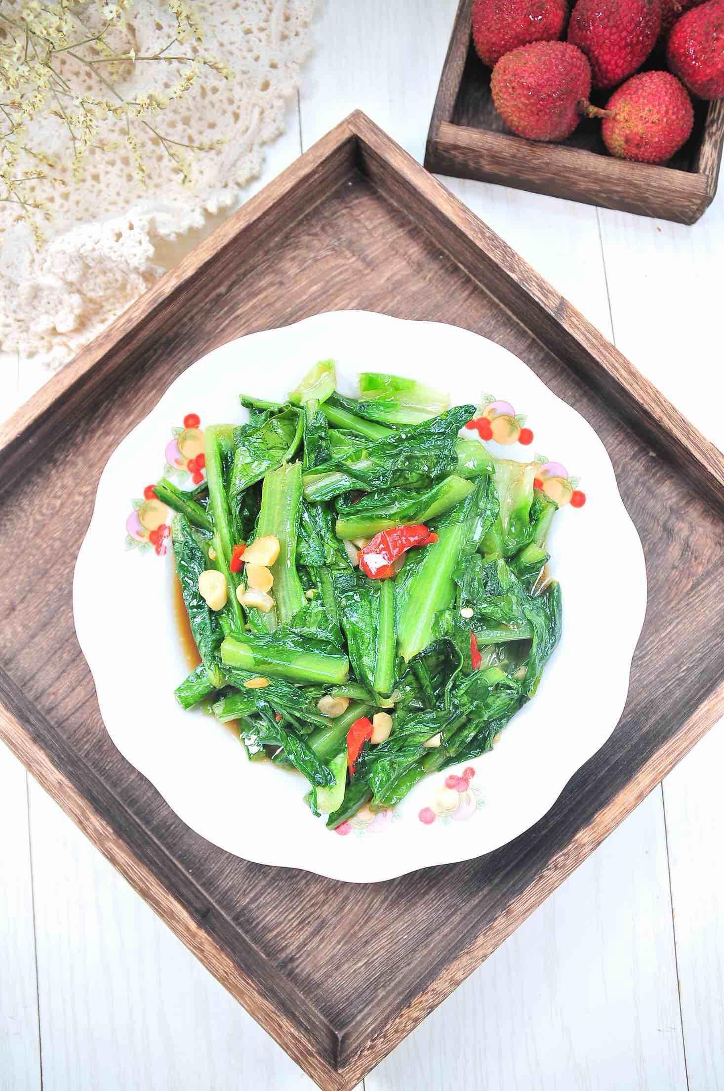 清炒油麥菜的做法-家常味炒菜譜