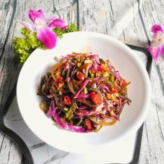 紫甘藍(lán)拌海帶絲的作法-酸辣味拌菜譜