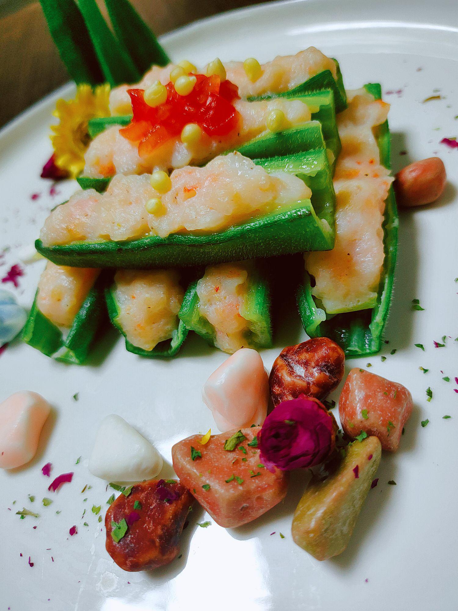 #深夜最饞的美食#百花釀秋葵的做法-咸鮮味蒸菜譜