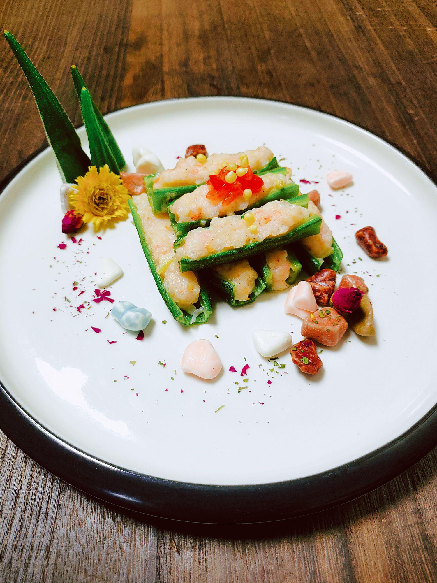 #深夜最饞的美食#百花釀秋葵的做法-咸鮮味蒸菜譜