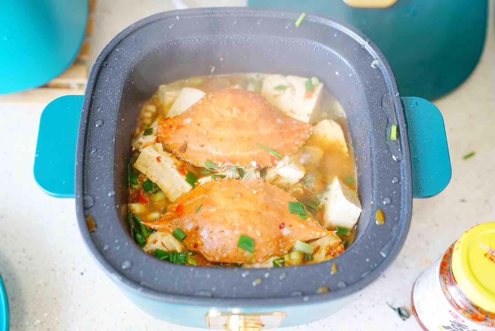 蟹燜豆腐的做法-咸鮮味燜菜譜