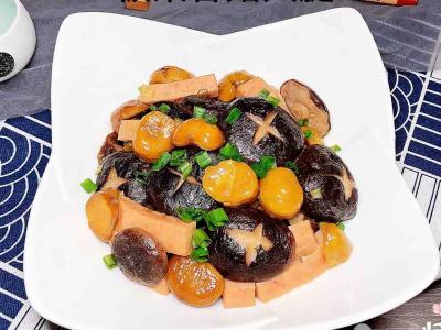 板栗平菇火腿（十分鐘快手菜）的作法-咸鮮味燒菜譜