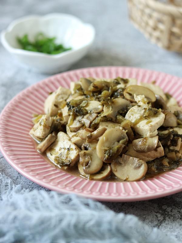 口蘑雪菜燉豆腐的做法-家常味炒菜譜