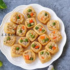 七彩糯米飯蒸塞油豆腐的做法-家常味蒸食譜