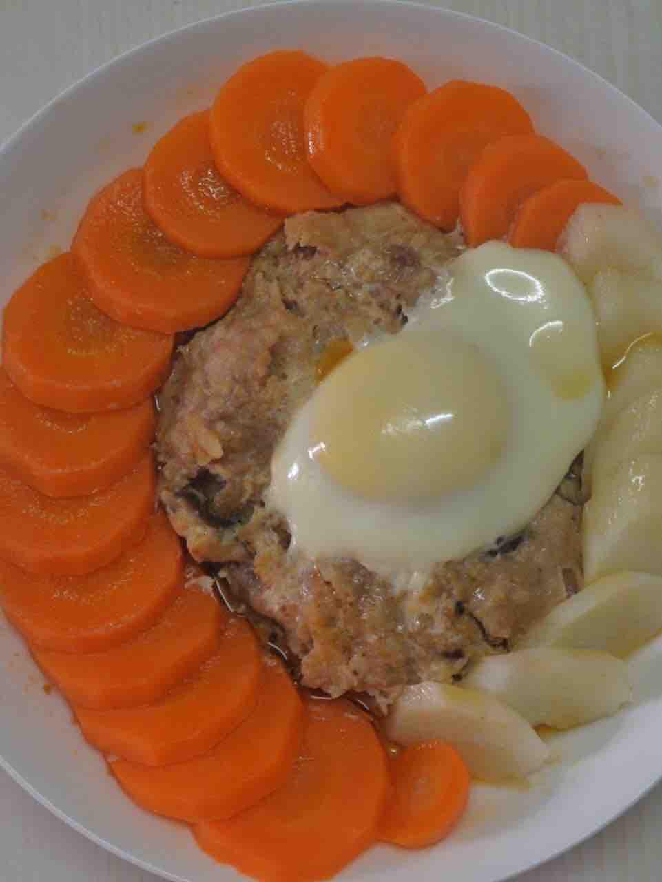 紅蘿卜+山藥+馬蹄蒸肉餅+蒸蛋的做法-家常味蒸菜譜