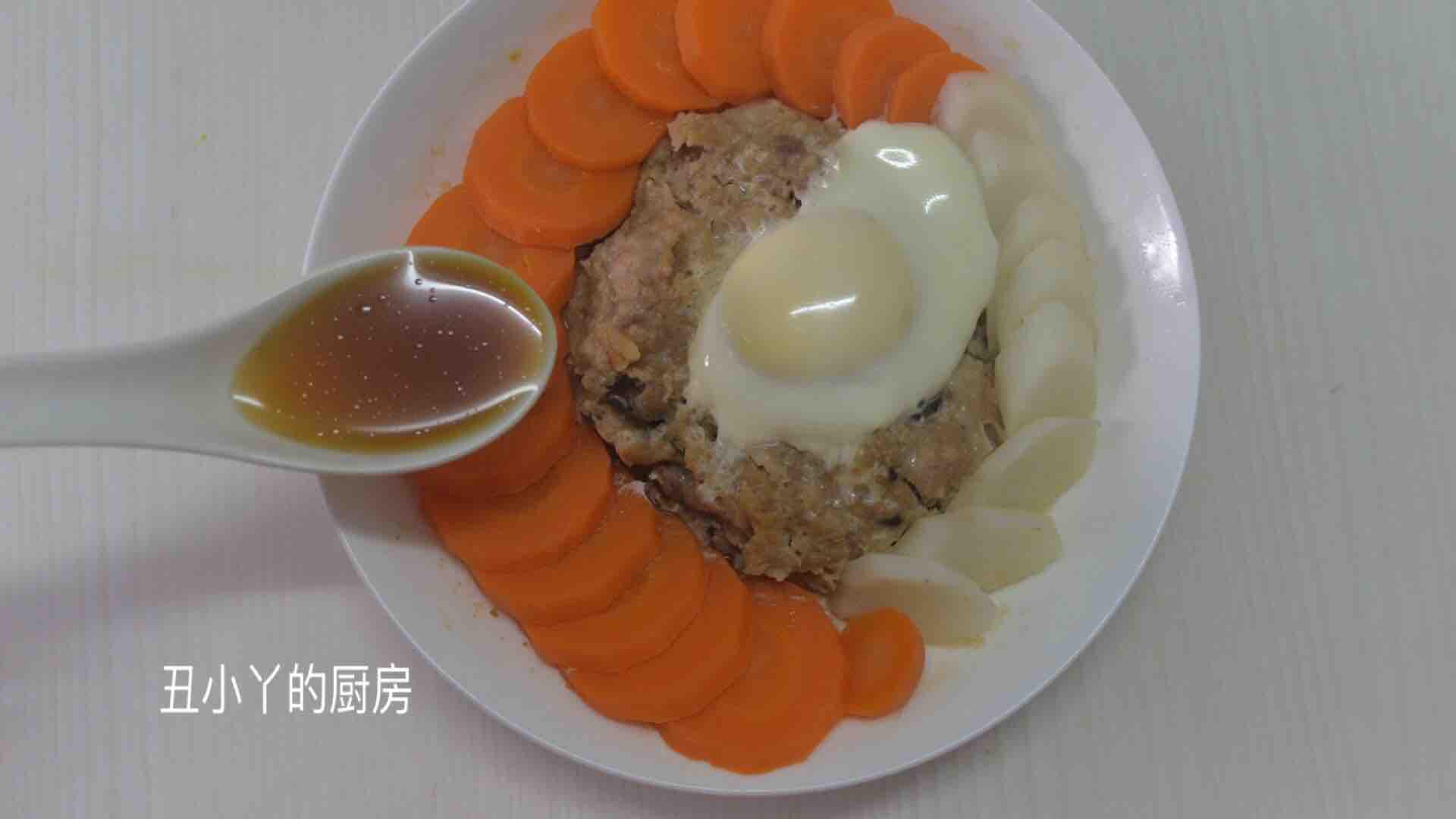 紅蘿卜+山藥+馬蹄蒸肉餅+蒸蛋的做法-家常味蒸菜譜